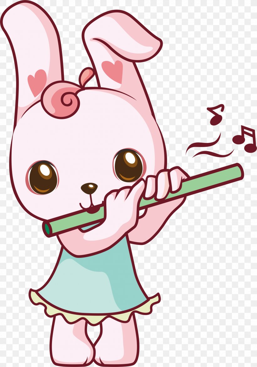 Flute Rabbit Cartoon, PNG, 2085x2985px, Watercolor, Cartoon, Flower, Frame, Heart Download Free