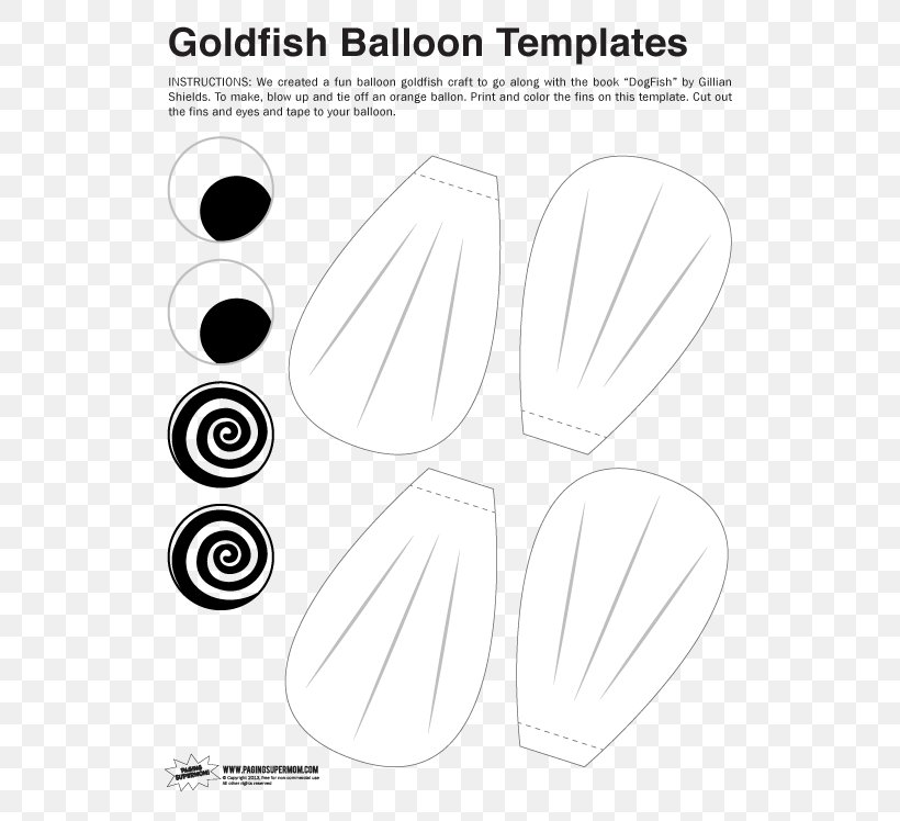 Goldfish Balloon Fin Pufferfish, PNG, 578x748px, Goldfish, Area, Balloon, Birthday, Black And White Download Free