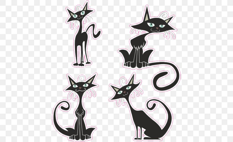 Kitten Cat Clip Art Wall Decal Vector Graphics, PNG, 500x500px, Kitten, Art, Black Cat, Body Jewelry, Carnivoran Download Free