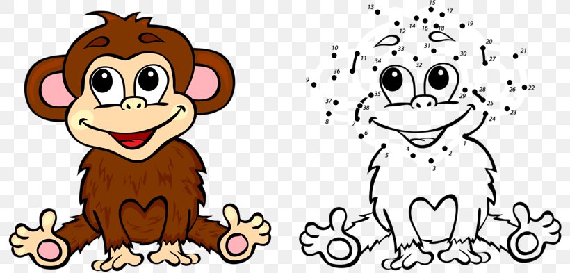 Monkey Cartoon Coloring Book Illustration, PNG, 800x393px, Watercolor, Cartoon, Flower, Frame, Heart Download Free