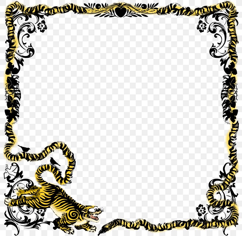 Puppy Picture Frames Tiger Animal Clip Art, PNG, 800x800px, Puppy, Animal, Area, Big Cats, Black And White Download Free