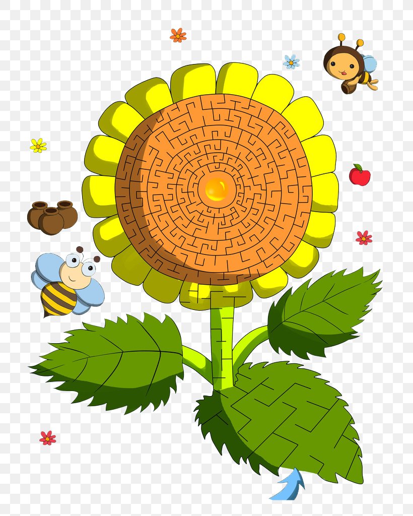 Common Sunflower Cartoon Illustration, PNG, 729x1024px, Common Sunflower, Cartoon, Daisy Family, Designer, Drawing Download Free