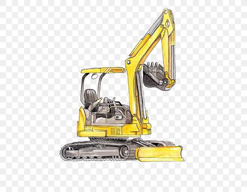 Excavator Architectural Engineering Heavy Equipment Watercolor Painting Backhoe, PNG, 564x638px, Excavator, Architectural Engineering, Backhoe, Bucket, Bulldozer Download Free