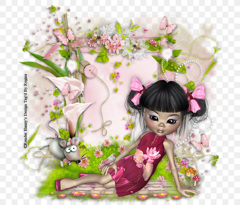 Floral Design Pink M Rose Family Fairy, PNG, 700x700px, Floral Design, Art, Black Hair, Blossom, Doll Download Free