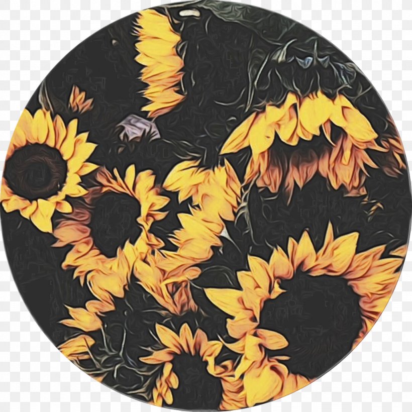 Sunflower, PNG, 1024x1024px, Watercolor, Dishware, Flower, Leaf, Orange Download Free