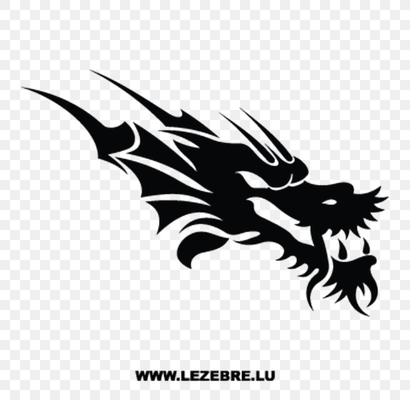 Wall Decal Bumper Sticker Dragon, PNG, 800x800px, Decal, Adhesive, Black And White, Bumper Sticker, Chinese Dragon Download Free