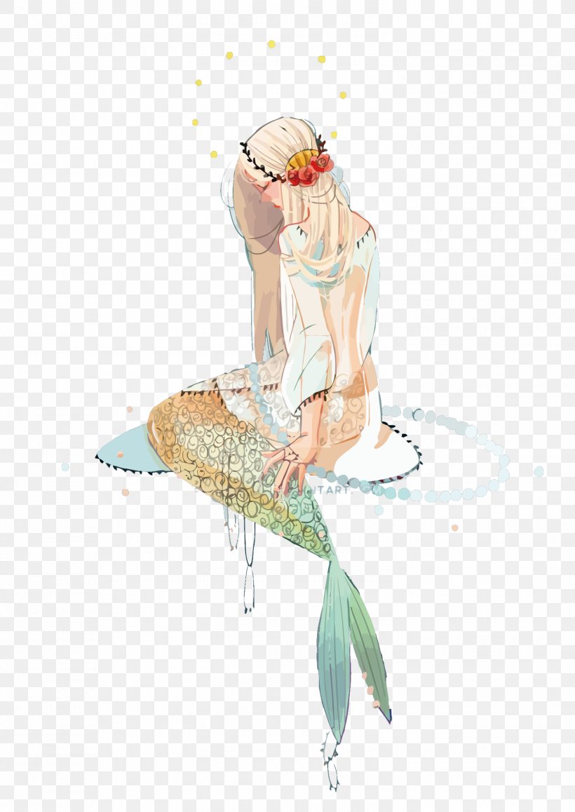 Mermaid Illustration, PNG, 1500x2120px, Watercolor, Cartoon, Flower, Frame, Heart Download Free