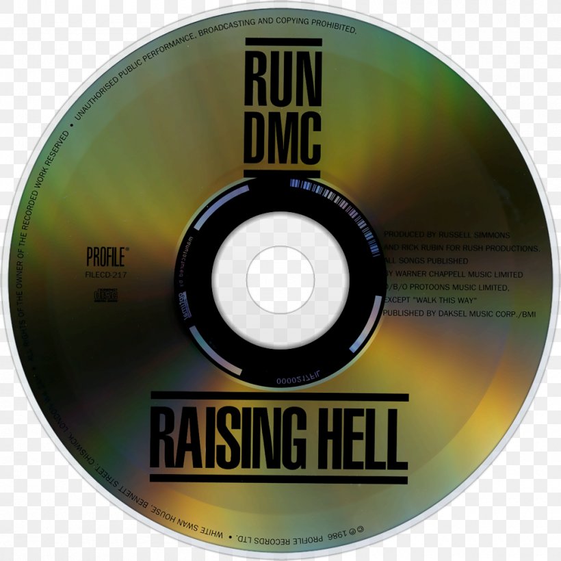 Raising Hell Compact Disc Run–D.M.C. Profile Records Run-D.M.C., PNG, 1000x1000px, Compact Disc, Album, Brand, Data Storage Device, Dvd Download Free