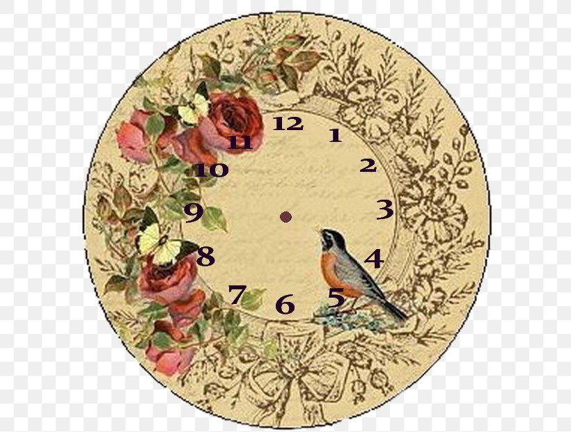 Decoupage Clock Face Paper, PNG, 615x621px, Decoupage, Art, Askartelu, Bird, Clock Download Free