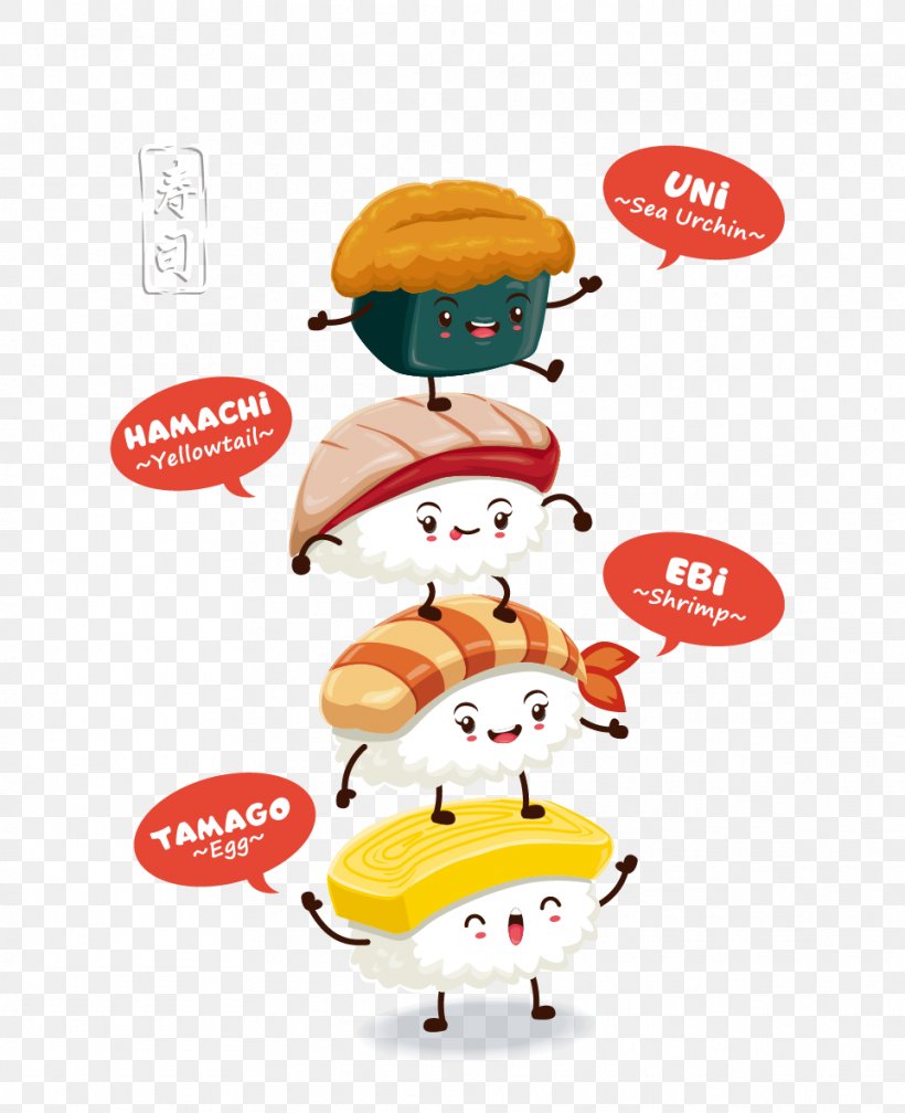 Sushi Japanese Cuisine Onigiri Sashimi, PNG, 962x1183px, Sushi, Art, Fictional Character, Food, Illustration Download Free