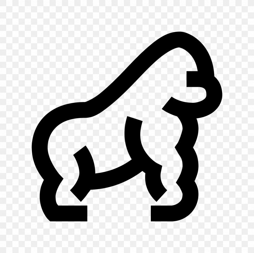 Gorilla Icon Design Clip Art, PNG, 1600x1600px, Gorilla, Area, Black And White, Brand, Drawing Download Free