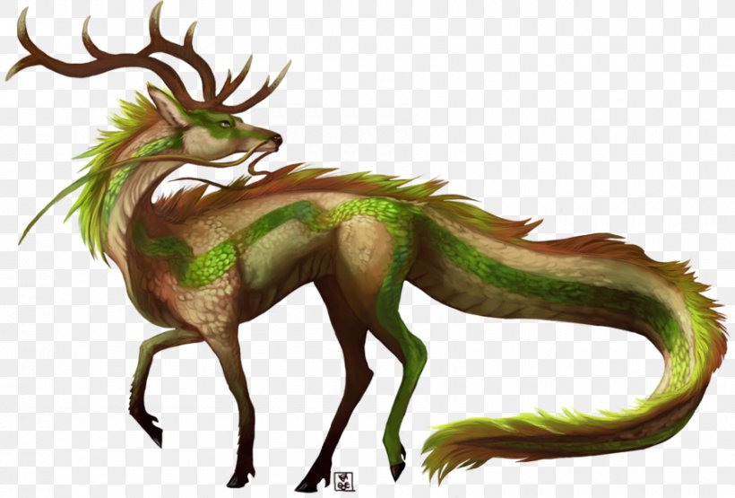 Qilin Deer Dragon Unicorn, PNG, 900x610px, Qilin, Animal, Antler