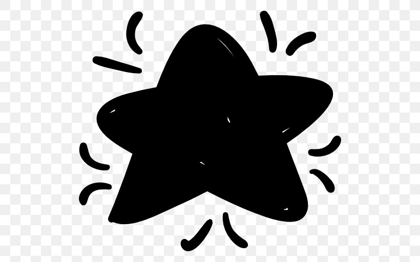 Five-pointed Star Clip Art, PNG, 512x512px, Fivepointed Star, Black And White, Invertebrate, Leaf, Monochrome Photography Download Free