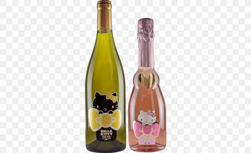 Champagne Sparkling Wine Rosé Hello Kitty, PNG, 500x500px, Champagne, Alcoholic Beverages, Bottle, Cartoon, Drink Download Free