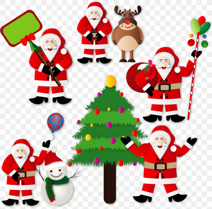 Christmas Tree Santa Claus Christmas Decoration Clip Art, PNG, 2371x2339px, Christmas, Advent, Art, Christmas Decoration, Christmas Lights Download Free