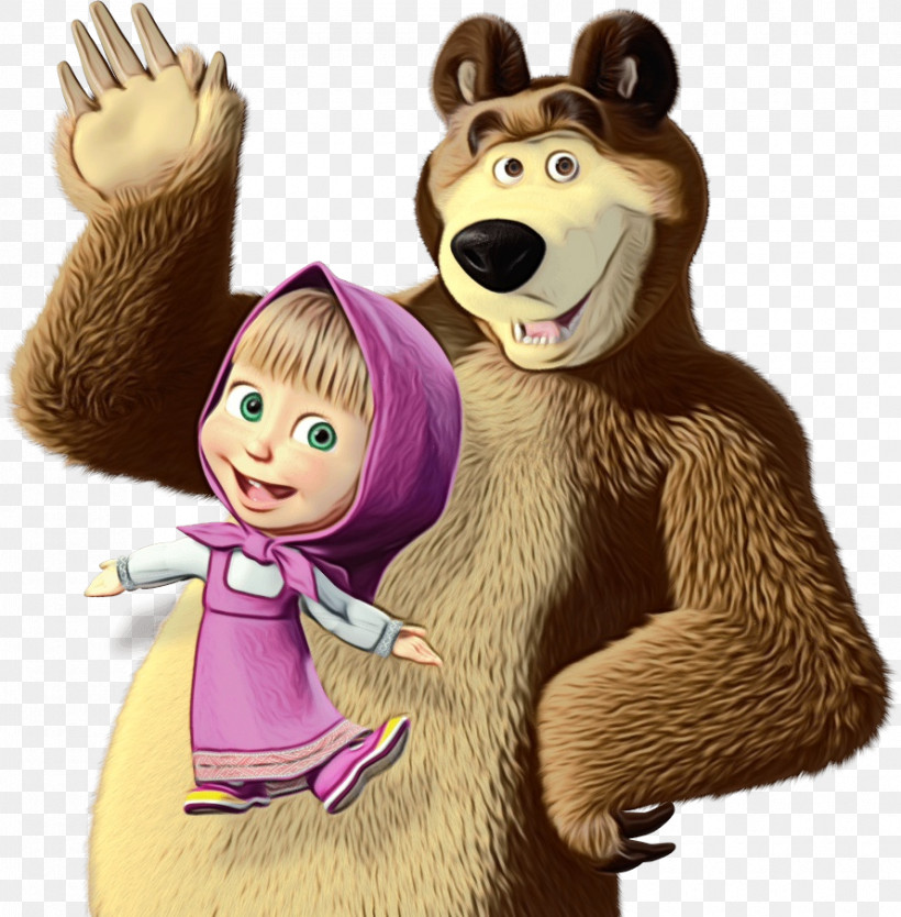 Masha and the bear drawing black and white vector free download