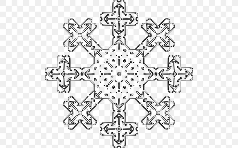 Clip Art, PNG, 512x511px, Snowflake, Area, Autocad Dxf, Black And White, Coloring Book Download Free