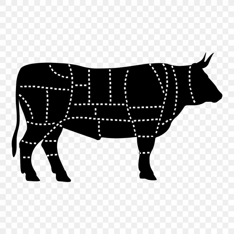 Beef Meat Hamburger Cattle H 'Cue Texas BBQ, PNG, 1200x1200px, Beef, Black And White, Bull, Cattle, Cattle Like Mammal Download Free