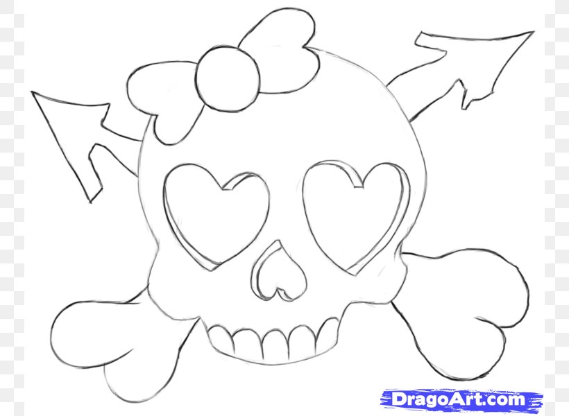 Drawing Heart Skull Line Art, PNG, 750x600px, Watercolor, Cartoon, Flower, Frame, Heart Download Free