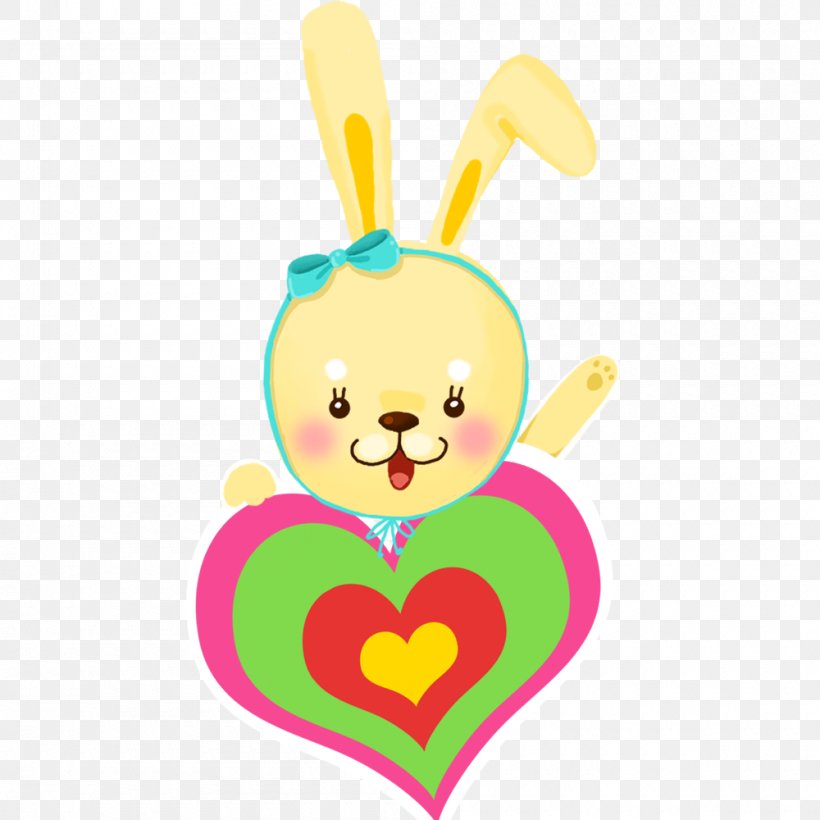 Easter Bunny Rabbit Leporids Cartoon, PNG, 1000x1000px, Watercolor, Cartoon, Flower, Frame, Heart Download Free