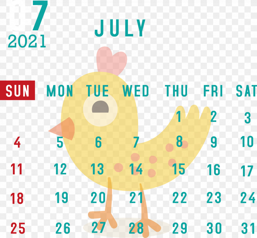 July 2021 Calendar July Calendar 2021 Calendar, PNG, 3000x2780px, 2021 Calendar, July Calendar, Beak, Biology, Calendar System Download Free