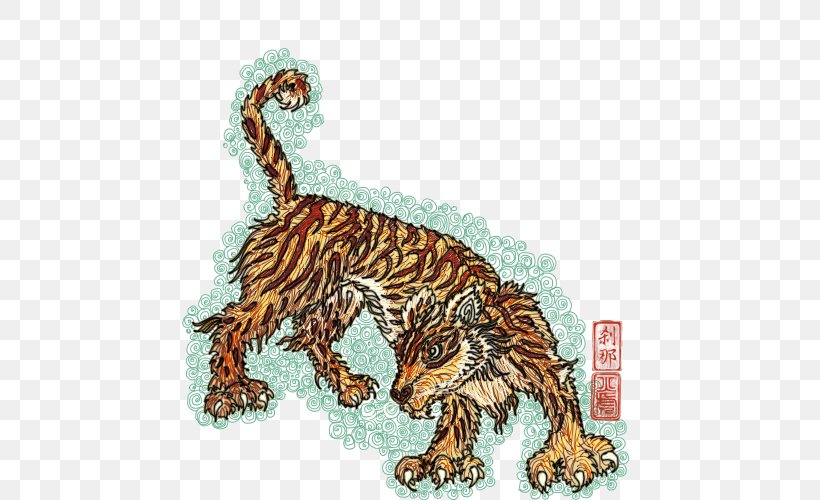 Cat Tiger Dog Canidae Art, PNG, 500x500px, Cat, Animal, Animal Figure, Art, Big Cat Download Free