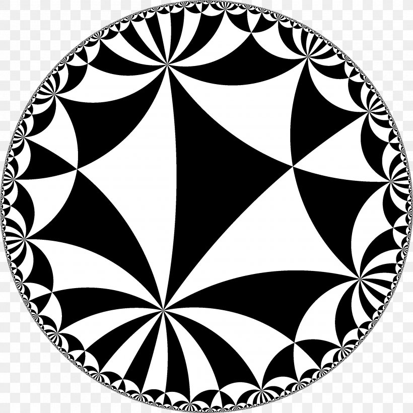 Hyperbolic Geometry Tessellation Azulejo Tile Pattern, PNG, 2520x2520px, Hyperbolic Geometry, Area, Azulejo, Black, Black And White Download Free
