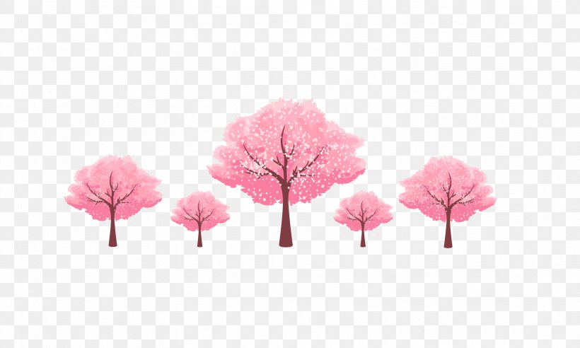 Cherry Blossom Euclidean Vector Tree Illustration, PNG, 3328x1997px, Cherry Blossom, Blossom, Cherry, Floral Design, Flower Download Free