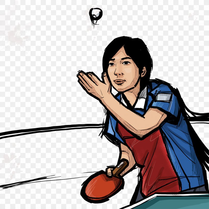 Table Tennis Athlete, PNG, 1000x1000px, Watercolor, Cartoon, Flower, Frame, Heart Download Free
