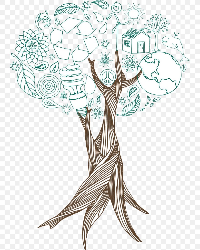 Tree Drawing Illustration, PNG, 735x1024px, Tree, Art, Costume Design, Drawing, Environmentally Friendly Download Free