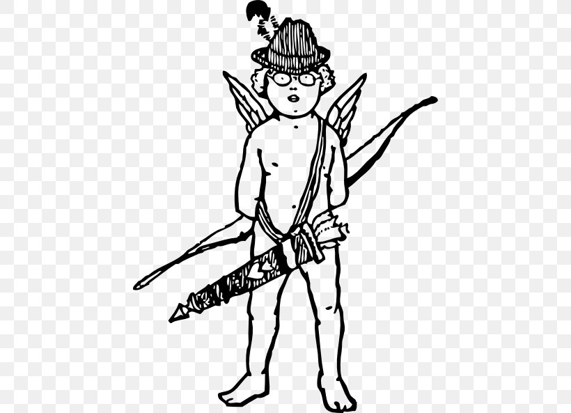 Cupid Clip Art, PNG, 438x593px, Cupid, Art, Artwork, Black, Black And White Download Free