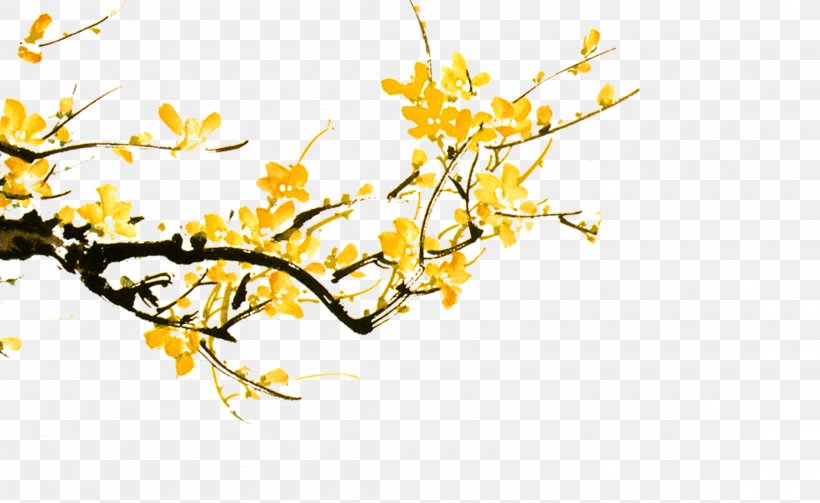 Yellow Flowers Branch, PNG, 2210x1356px, Plum Blossom, Branch, Chinese New Year, Chinese Painting, Computer Software Download Free