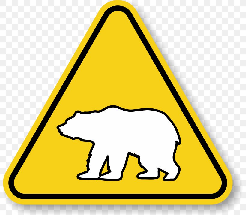 Polar Bear Traffic Sign Warning Sign, PNG, 800x716px, Bear, Animal, Area, Black And White, Detour Download Free