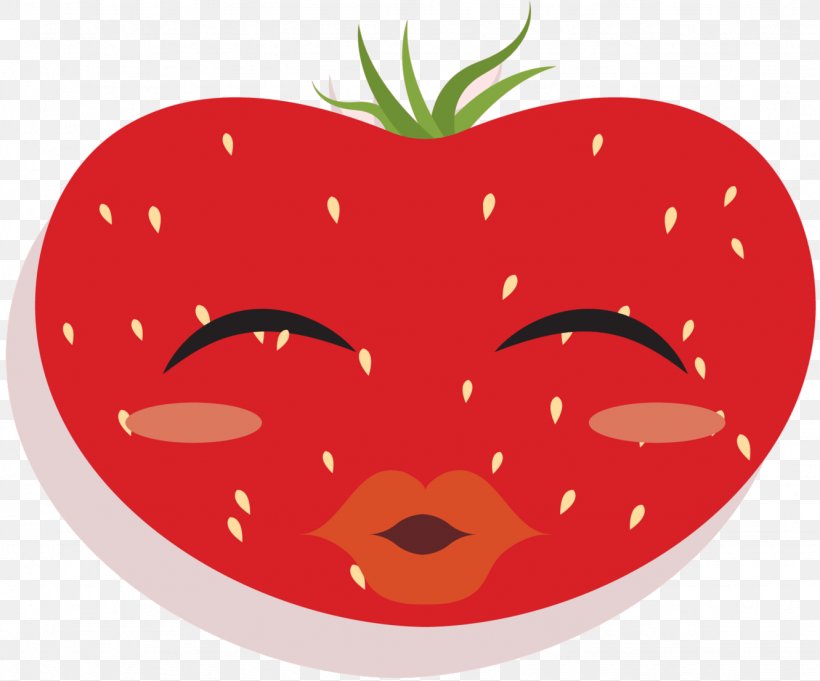 Tomato Strawberry Clip Art Illustration Food, PNG, 1331x1106px, Tomato, Apple, Face, Facial Expression, Food Download Free