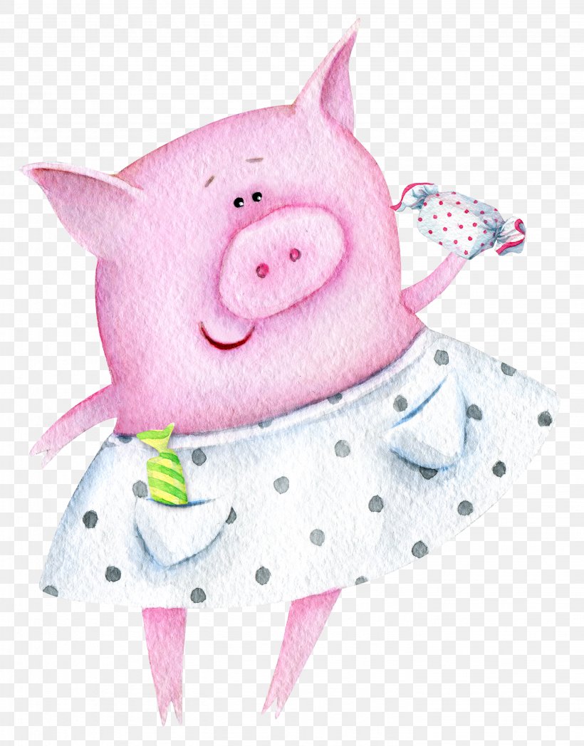 Domestic Pig Piglet Watercolor Painting Illustration, PNG, 2878x3680px, Domestic Pig, Cartoon, Designer, Drawing, Greeting Card Download Free