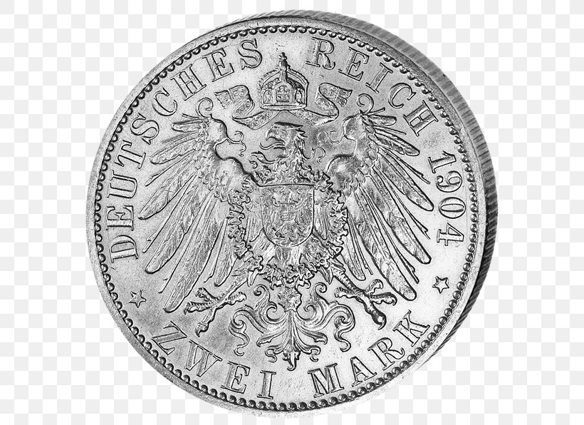 Grand Duchy Of Mecklenburg-Schwerin Coin Grand Duke Silver, PNG, 600x596px, Grand Duchy Of Mecklenburgschwerin, Black And White, Coin, Currency, Deutsche Mark Download Free