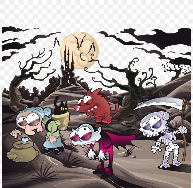 Landscape Cartoon Horror Illustration, PNG, 800x800px, Landscape, Art, Cartoon, Fiction, Fictional Character Download Free