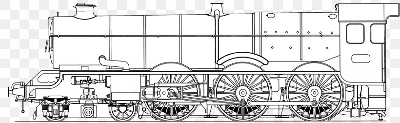 Train Rail Transport Steam Locomotive Steam Engine, PNG, 3336x1026px, Train, Autocad, Black And White, Diagram, Drawing Download Free