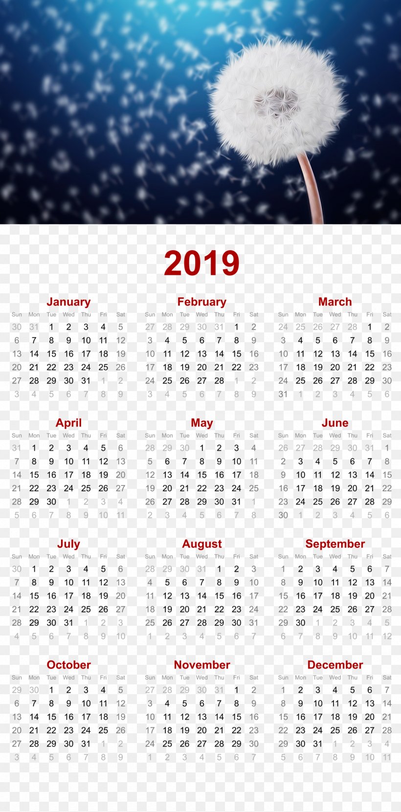 2019 Printable Calendar, PNG, 1280x2593px, 2018, Time, Agenda, Calendar, Child Download Free