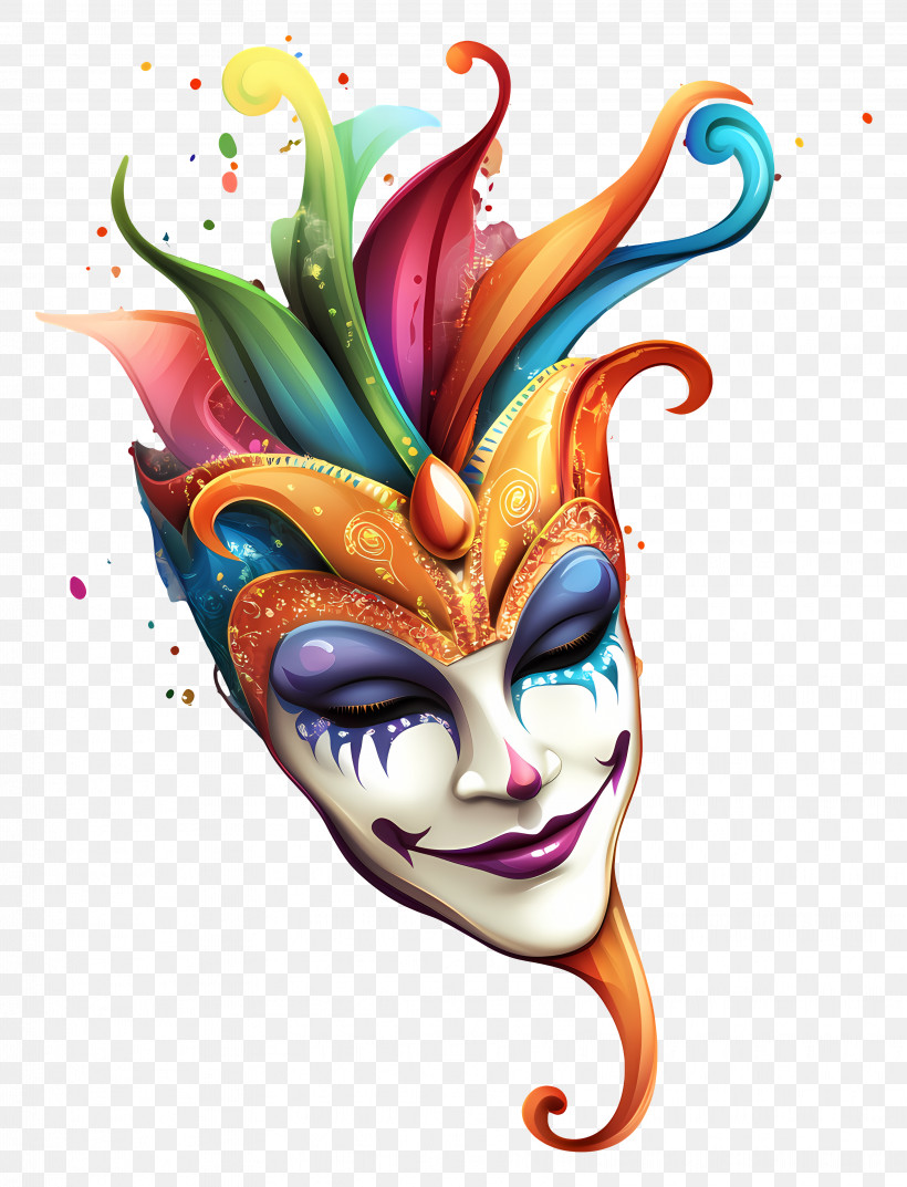 Carnival - Colorful Jester Mask For Carnival PNG