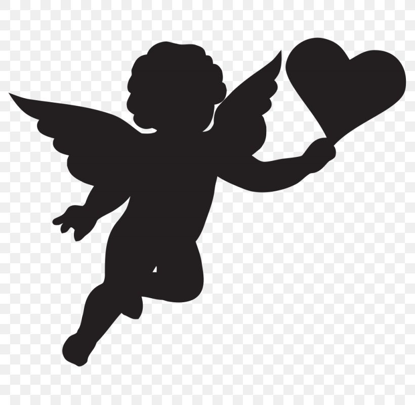 Cherub Cupid Silhouette Clip Art, PNG, 800x800px, Cherub, Art, Black And White, Cartoon, Cupid Download Free