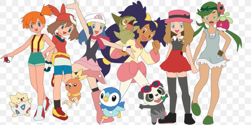 Ash Ketchum Misty Clemont Pokémon Fan Art, PNG, 1023x511px, Watercolor, Cartoon, Flower, Frame, Heart Download Free