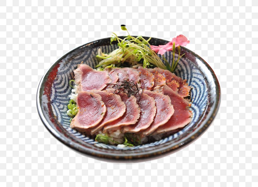Tataki Roast Beef Donburi Carpaccio Japanese Curry, PNG, 590x596px, Tataki, Animal Source Foods, Asian Food, Beef, Carpaccio Download Free