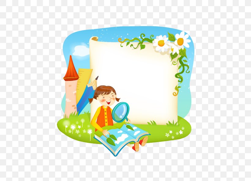 Borders And Frames Reading Book, PNG, 591x591px, Borders And Frames, Area,  Art, Book, Cartoon Download Free