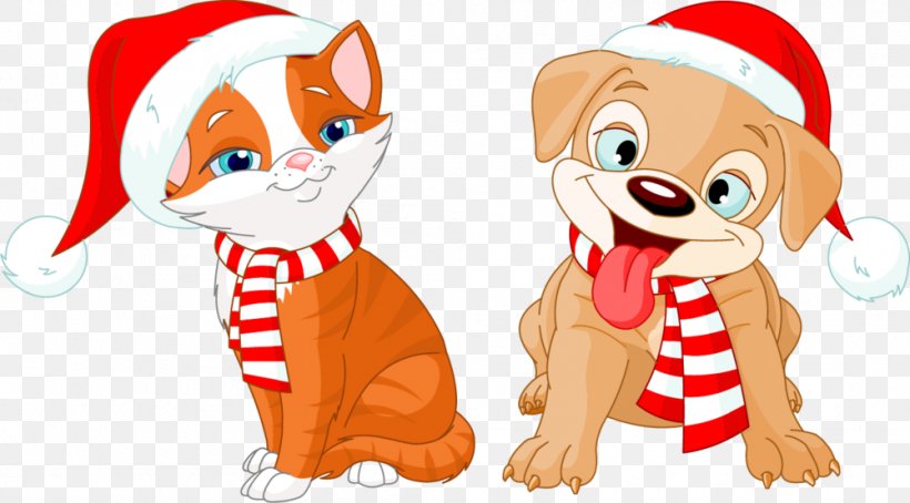 Cat Kitten Puppy Dachshund Santa Claus, PNG, 1001x555px, Cat, Art, Carnivoran, Cartoon, Cat Like Mammal Download Free