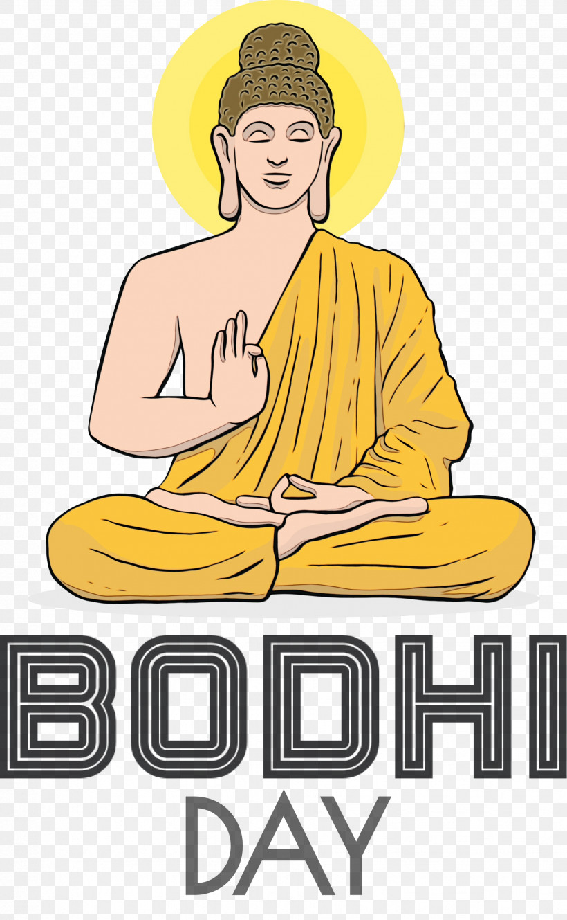 Poster Cartoon Logo Text Yellow, PNG, 1851x3000px, Bodhi Day, Behavior, Bodhi, Cartoon, Conversation Download Free