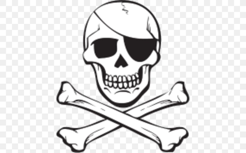 Skull And Crossbones Jolly Roger Piracy, PNG, 512x512px, Skull, Black And White, Bone, Drawing, Flag Download Free