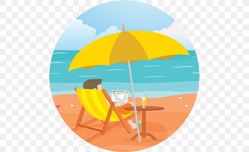 Beach Vacation Summer, PNG, 500x500px, Beach, Art, Illustrator, Orange, Seaside Resort Download Free