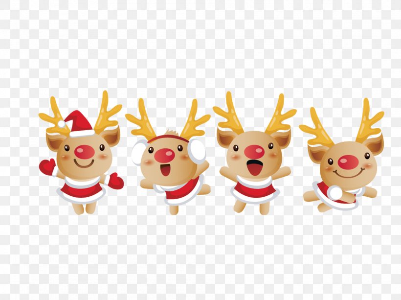 Reindeer Santa Claus Christmas Cartoon, PNG, 1892x1416px, Reindeer, Antler, Cartoon, Christmas, Christmas Card Download Free