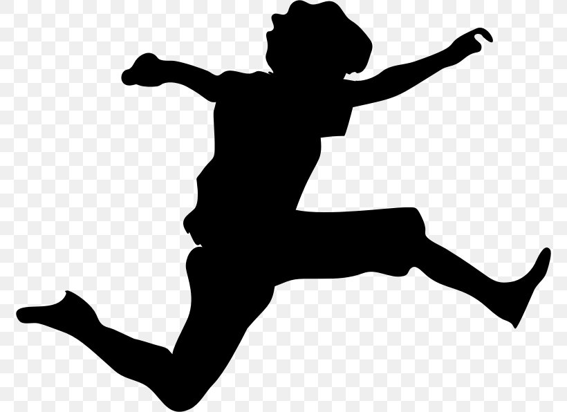 Silhouette Jumping Clip Art, PNG, 774x596px, Silhouette, Arm, Black, Black And White, Cartoon Download Free